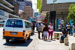 Mini bus taxi on Streets of Johannesburg