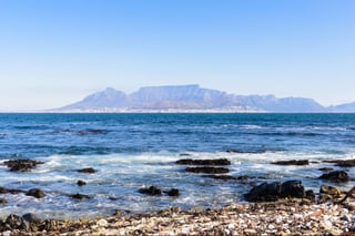 Table Mountain seen from the Robben Island, South Africa