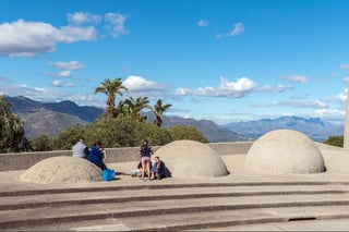 Tourists at the Afrikaans Language Monument near Paarl in the Western Cape