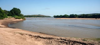 landscape of the Limpopo river on the state border of South Africa