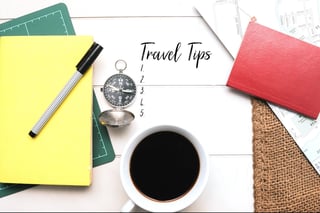 Travel Tips passport and coffee cup